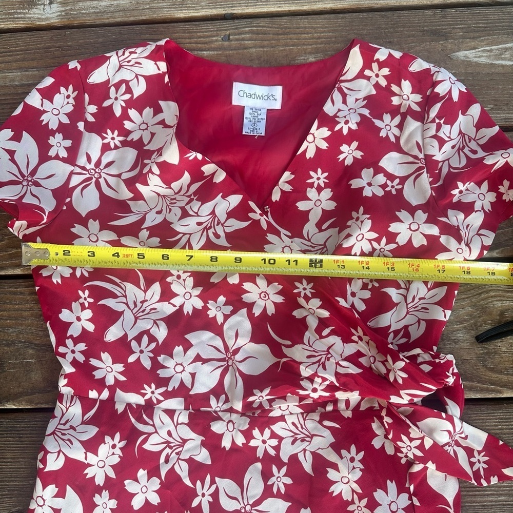 Chadwick's red/white floral short sleeve dress size 8 - Picture 7 of 12